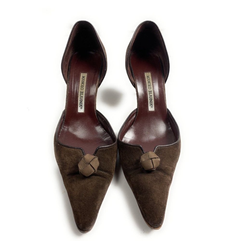 Manolo Blahnik Brown Suede 3 in Heels 38.5 EU Size 7.5 US